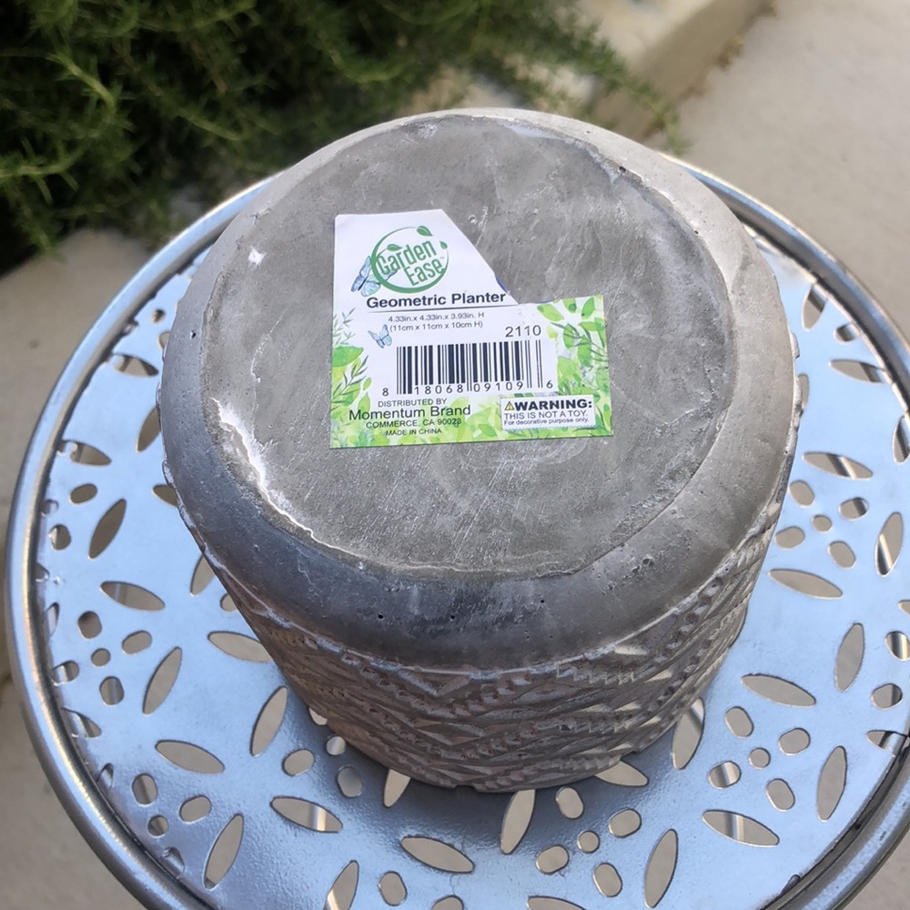 Carved Geometric Pattern Natural Cement Concrete Planter Flower Pot Decor Accent - Picture 5 of 6